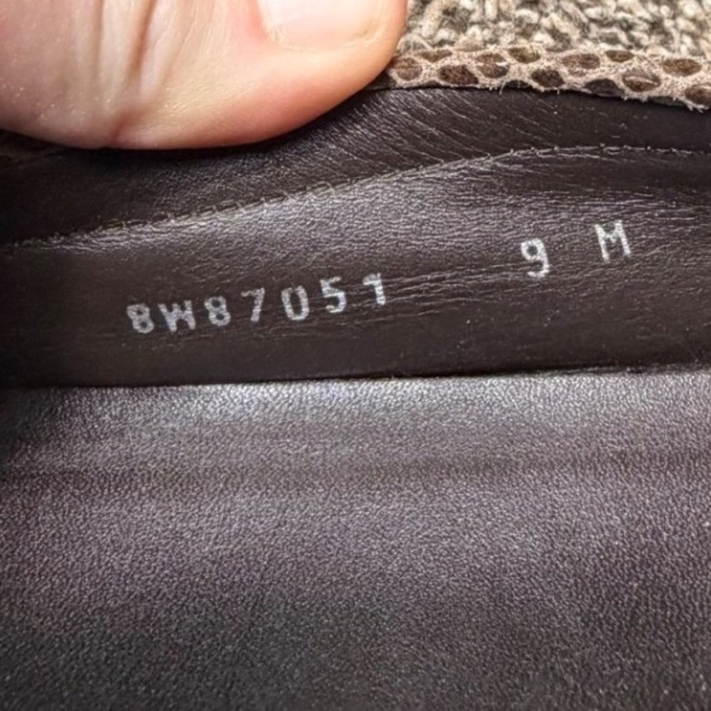 Stuart Weitzman Snakeskin Leather Bit Loafers Brown Slip On Womens Size 9 - Picture 7 of 9